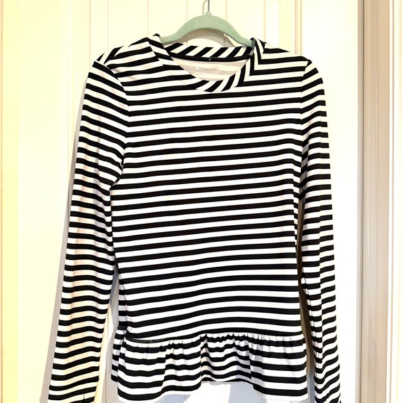 kate spade Tops - Kate Spade Black and White Striped Peplum athletic Top